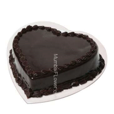 Half Kg. Premium Quality Heart Shape Chocolate Truffle Cake, best in taste and flavour... Order 1 Day in advance. Please note : Cake icing may differ from shown picture.