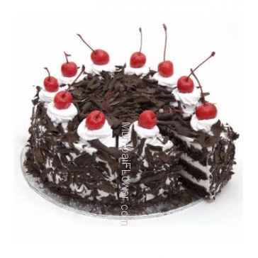 1 Kg. Delicious and Creamy Black Forest Cake Gateau, premium quality and flavour