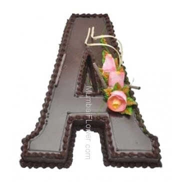 3 Kg. Custom Made Alphabet Chocolate Cake, best in quality and flavour... Order 24 hours in advance. Please note : Cake icing may differ from shown picture.
 