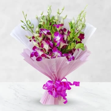 Special Orchids Bouquet for delivery to your loved ones. Include 6 Stems of orchids with Paper Packing and ribbons