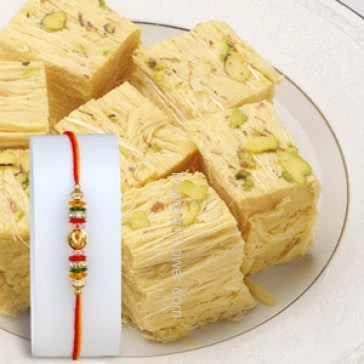 Half KG. Soan Papdi and 1pc Rakhi Free. Send Raksha Bandhan Greeting to your loved ones online. Please note : Rakhi Design / Basket / Boxes /  Container may be replaced in case of unavailability. . Please note : Rakhi Design / Basket / Boxes /  Container may be replaced in case of unavailability/out of stock.