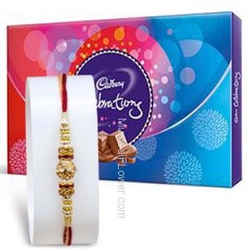 Big Cadbury Celebration 172gm. with 1pc Rakhi, Send Raksha Bandhan Gift Combo Online. Please note : Rakhi Design / Basket / Boxes /  Container may be replaced in case of unavailability/out of stock.