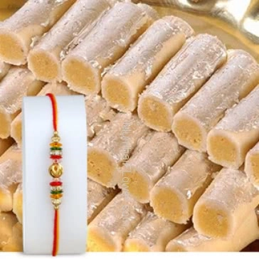 1pc Rakhi with 500gms of Pista Roll. Please note : Rakhi Design / Basket / Boxes /  Container may be replaced in case of unavailability/out of stock.