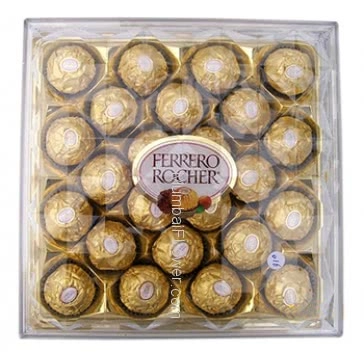 Bunch of 10 Red Roses and 24 pc Ferrero Rocher Chocolate box
