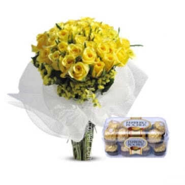 Want to make frienship, the cool way to say Be My Friend, with the Bunch of 30 Yellow Roses and Small Ferrero Rocher Chocolate.