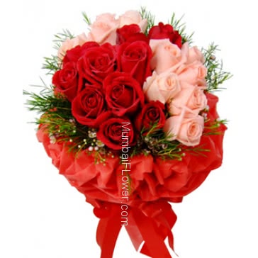 To express how you love and care of your beautiful love with beautiful Red love flowers and cute Red and Pink Roses decorated with fillers and Ribbons. Total 30 Roses
