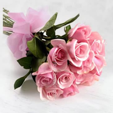 Bunch of 15 Beautiful Pink Roses  are so innocent and pure to say I Love you, or just I care for you. Dark or light pink roses will be delivered as per availibility