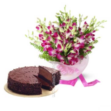 Show your gratitude to say Thank you with the bunch of 20 Orchids. Half kg. Chocolate Truffle cake